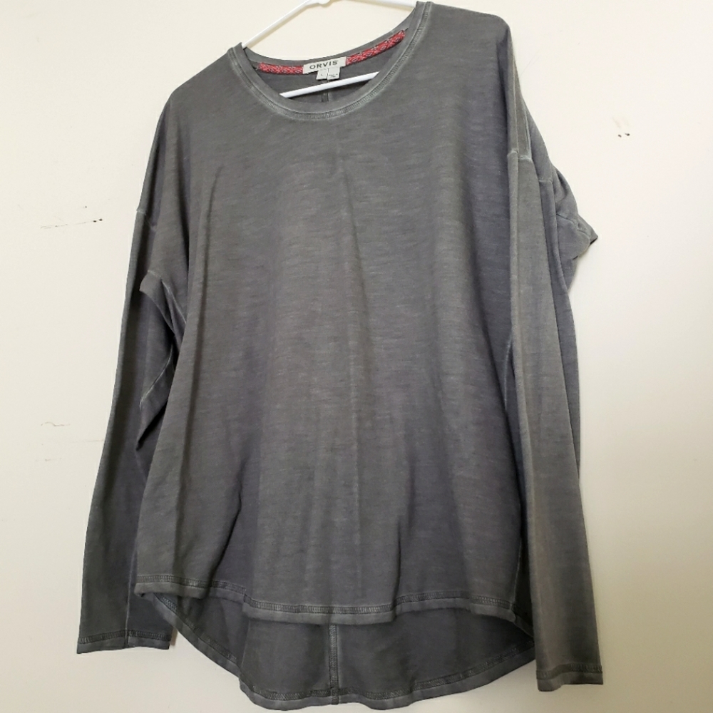 Orvis Long-sleeved Gray Acid-wash Relaxed Fit - Soft, fall campfire shirt 🍁